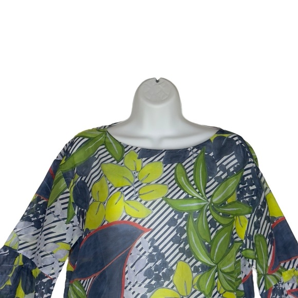 Luisa Cerano Multicolour Tropical Breezy Lightweight Silk Blend Top Size 6 - Picture 4 of 13